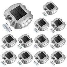 VOLISUN Solar Deck Lights Driveway Dock Lights, 12-Pack Led IP67 Waterproof O...