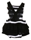NWT Baby Girls Black White Lace Ruffle Romper Jumpsuit Headband Outfit Set 0-6 M — photo 2