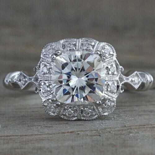 Engagement Ring 2.45Ct Cushion Cut Simulated Diamond White Gold Plated Size 6.5-image