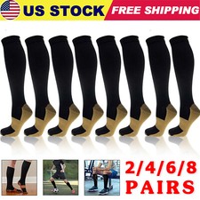 Copper Compression Socks 20-30mmHg Graduated Support Mens Womens S-XXL For Sport