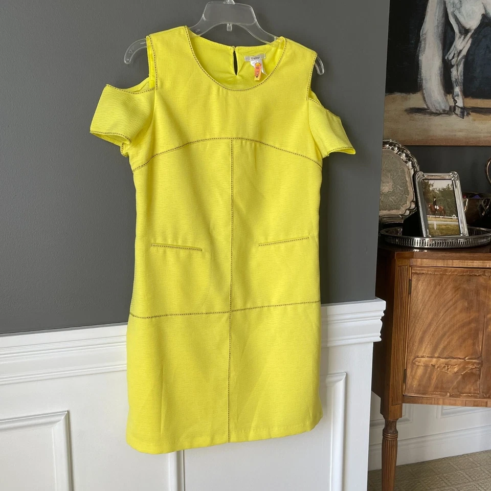 Vestido Esley Amarillo Hombro Frío Manga Corta Pascua Derby Primavera Mujer Grande Foto 2 de 4