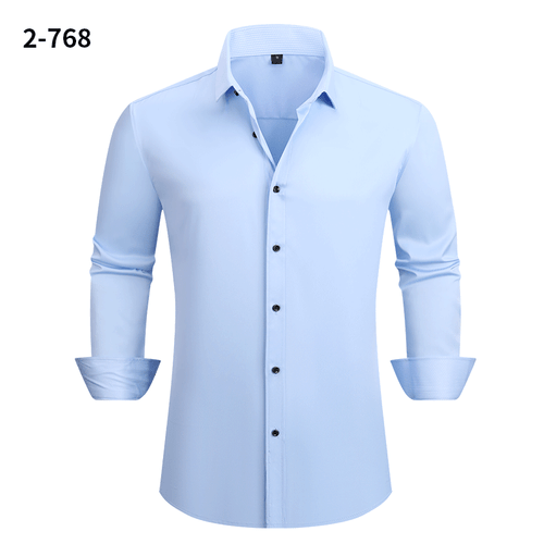 New Men's Elastic Dress Shirts Formal Business Long Sleeves Casual Shirts Tops - Picture 4 of 28