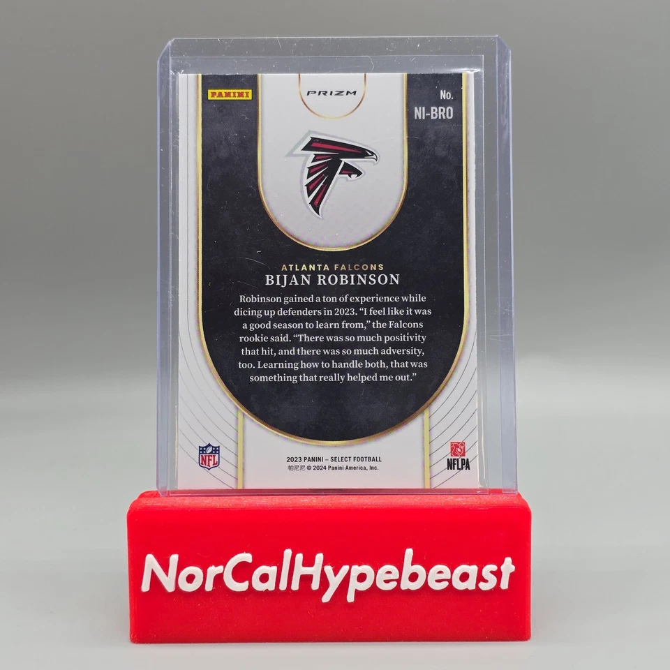 2023 Panini Select Football Bijan Robinson RC Neon Icons Silver Holo Rookie - Image 2 of 2