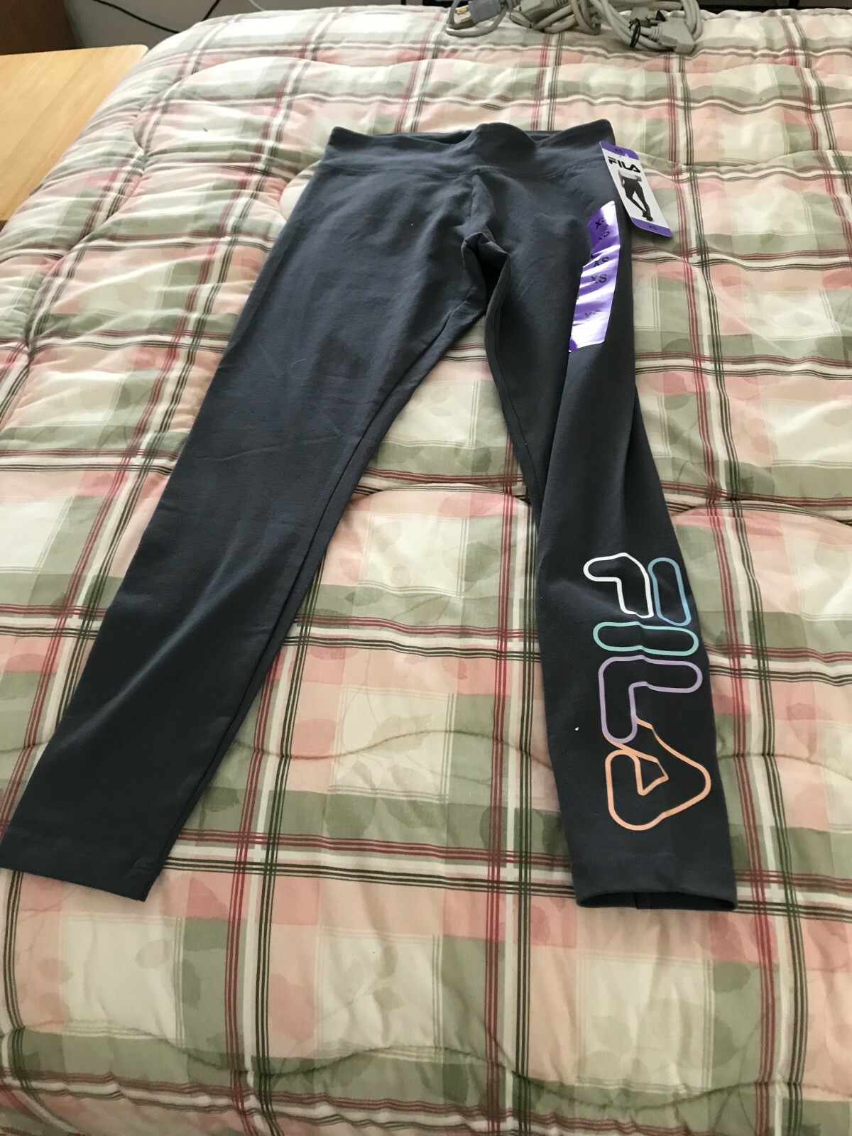 Leggings a vita alta con logo FILA taglia XS grigio NUOVO
