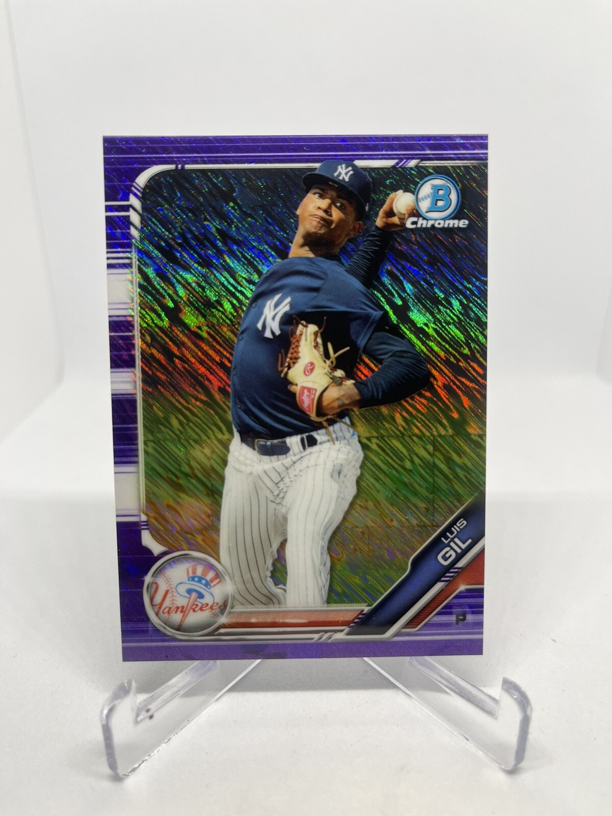 2019 Bowman Chrome Prospects Luis Gil Purple Shimmer Refractor #BCP-218 Yankees