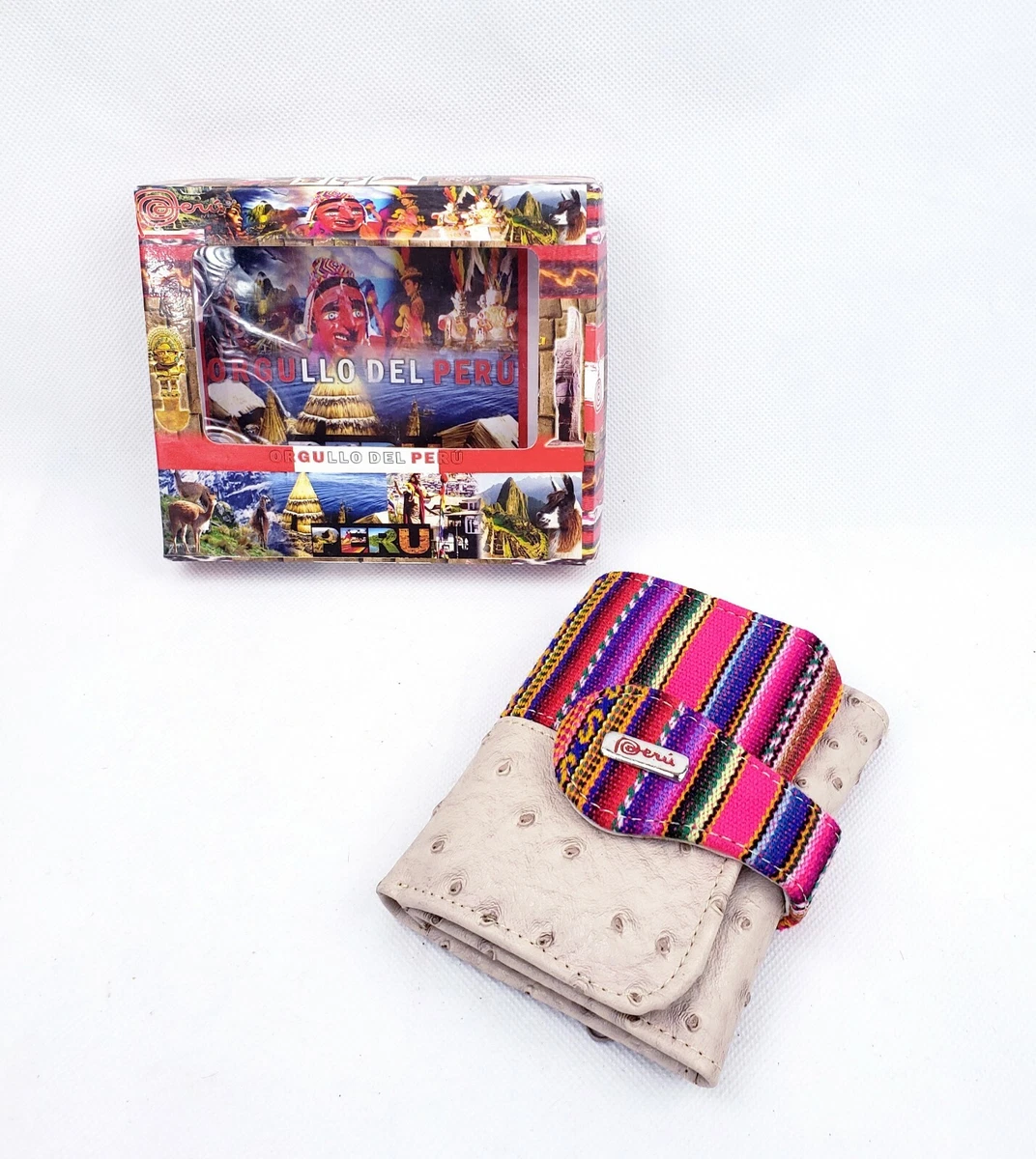 Handmade Peruvian Wallet With Woven Fabrics Ethnic Nice faux Leathe Beige Wallet