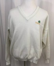 Mens XL Acrylic V Neck Sweater Made In Ireland St. Patricks Day Shamrock Logo