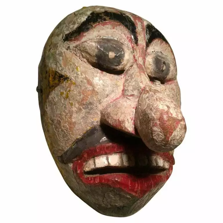 Antique, Ethnographic, Danced Wooden Mask, Lombok Java Indonesia, Topeng  Dance