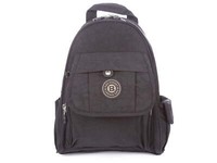 Bag Street Leicht Rucksack Aus Crinkle-Nylon Mittel Damen Herren Reise Schwarz