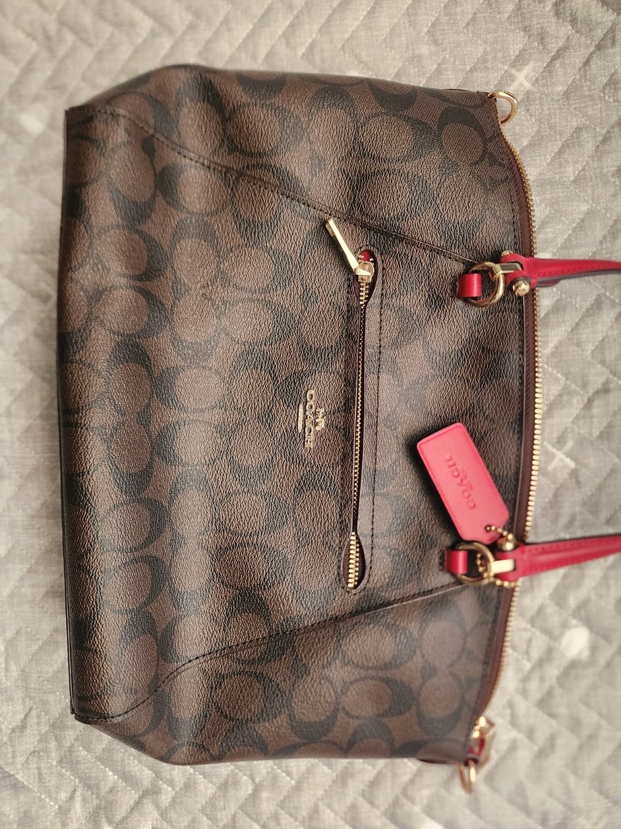 NWT Coach Prairie Satchel in Signature Canvas, Brown 1941 Red