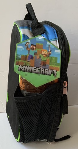 Bolsa de almuerzo reutilizable aislada Minecraft Creeper para niños con botella de agua de malla - Imagen 4 de 4