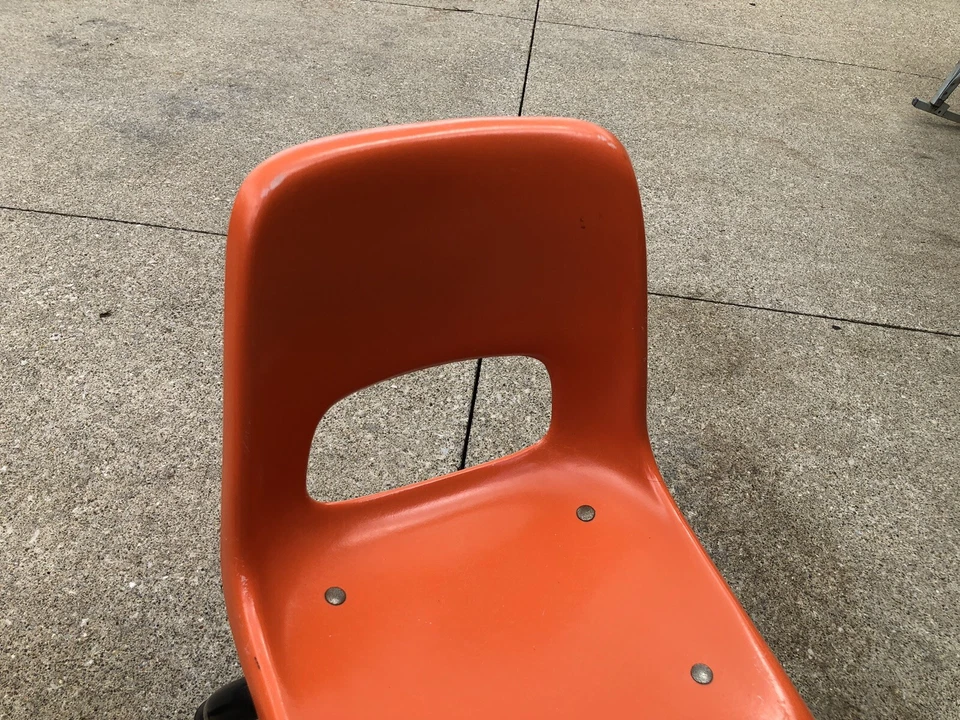 2 Orange & Black Kids Small Fiberglass Chairs Eames Style MCM Vintage - Image 4 of 4