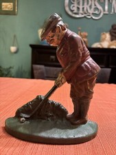 Vintage Cast Iron Golfer Design Door Stop Stopper 8.25 H X 7 W Great Condition