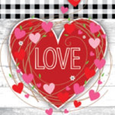 GINGHAM HEART GARDEN FLAG 12'' X 18'' 