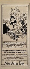 MacArthur Park Restaurant San Francisco CA Garden Aviery Vintage Print Ad 1977 MacArthur Park Restaurant San Francisco CA Garden Aviery Vintage Print Ad 1977