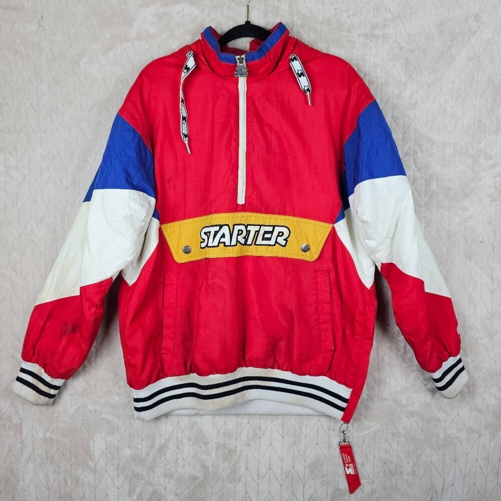 Vintage Starter Jacket Mens Medium Color Block Streetwear Anorak Pullover