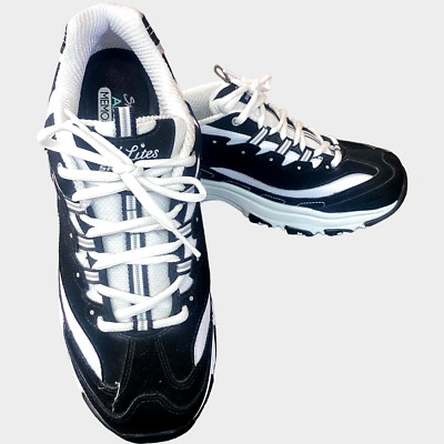 Skechers D'Lites Women's Size 11 Black White Sneakers Memory Foam Shoes Like New