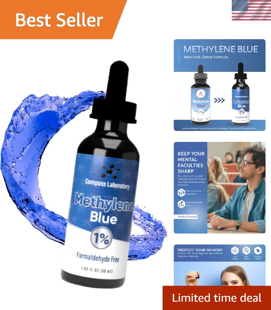 Boost Mental Clarity with Methylene Blue 50ml in Safe Adult Formula Glass Bottle