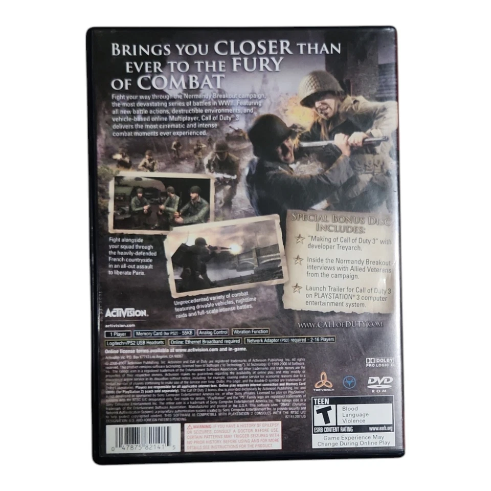 Call of Duty 3 Special Edition Sony PlayStation 2 PS2 - No Bonus Disc Works - Image 2 of 4