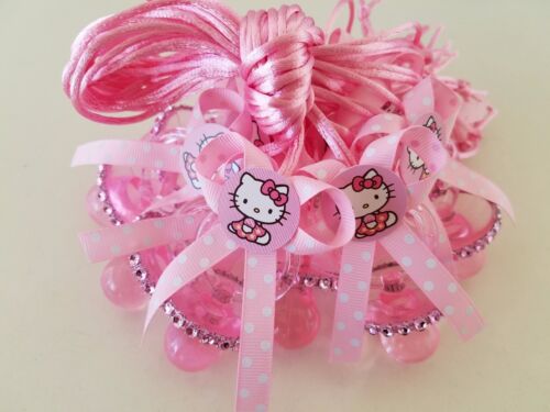 12 Collane Ciuccio Rosa Hello Kitty Baby Shower Gioco Favori Premi~Arredamento Ragazza - Foto 3 di 5