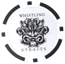 WHISTLING STRAITS/BLACKWOLF RUN Logo - BLACK/WHITE - POKER CHIP Golf Ball Marker