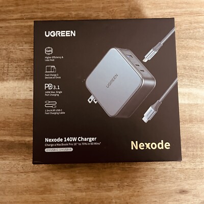 UGREEN 140W GaN USB-C Charger Nexode PPS PD 3.1 3-Port, W/USB-C USB-A