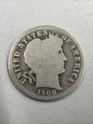 1908-D Barber Liberty Head Dime 90% silver Actual coin Good Coin Grayish Color