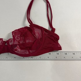 Malizia by La Perla Bra 34B Vintage Red Lace Underwire Semi Sheer Floral