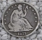 1875 P US Seated Liberty Silver Half Dollar Circulated Fine F
