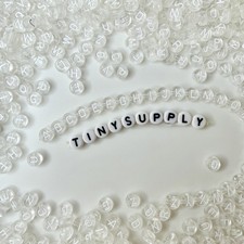 Translucent CLEAR, White Letter A-Z Alphabet Individual Beads 7MM 