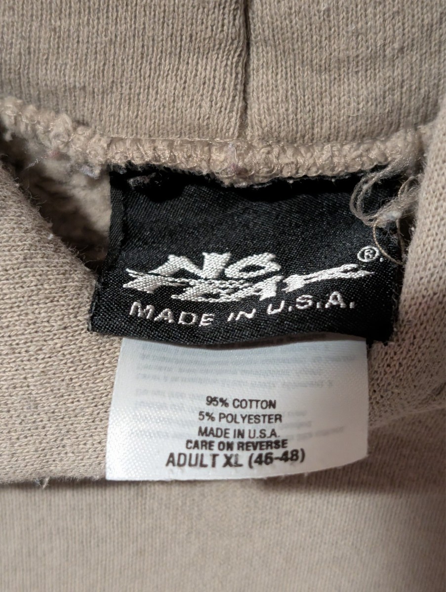 Vintage 90s No Fear Eyes Embroidered Pullover Hoodie Tan Khaki