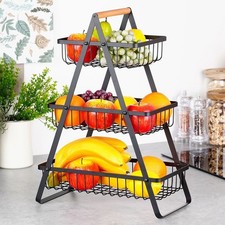 Aufbewahrungskorb 3-Stufig Obstkorb Gemüsekorb Metallkorb Körbe Metall Schwarz