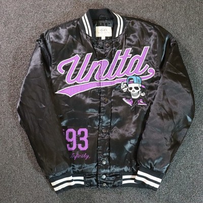 Ecko Unltd Mens Small Black Bomber Retro Hip Hop Y2k Grunge Skull