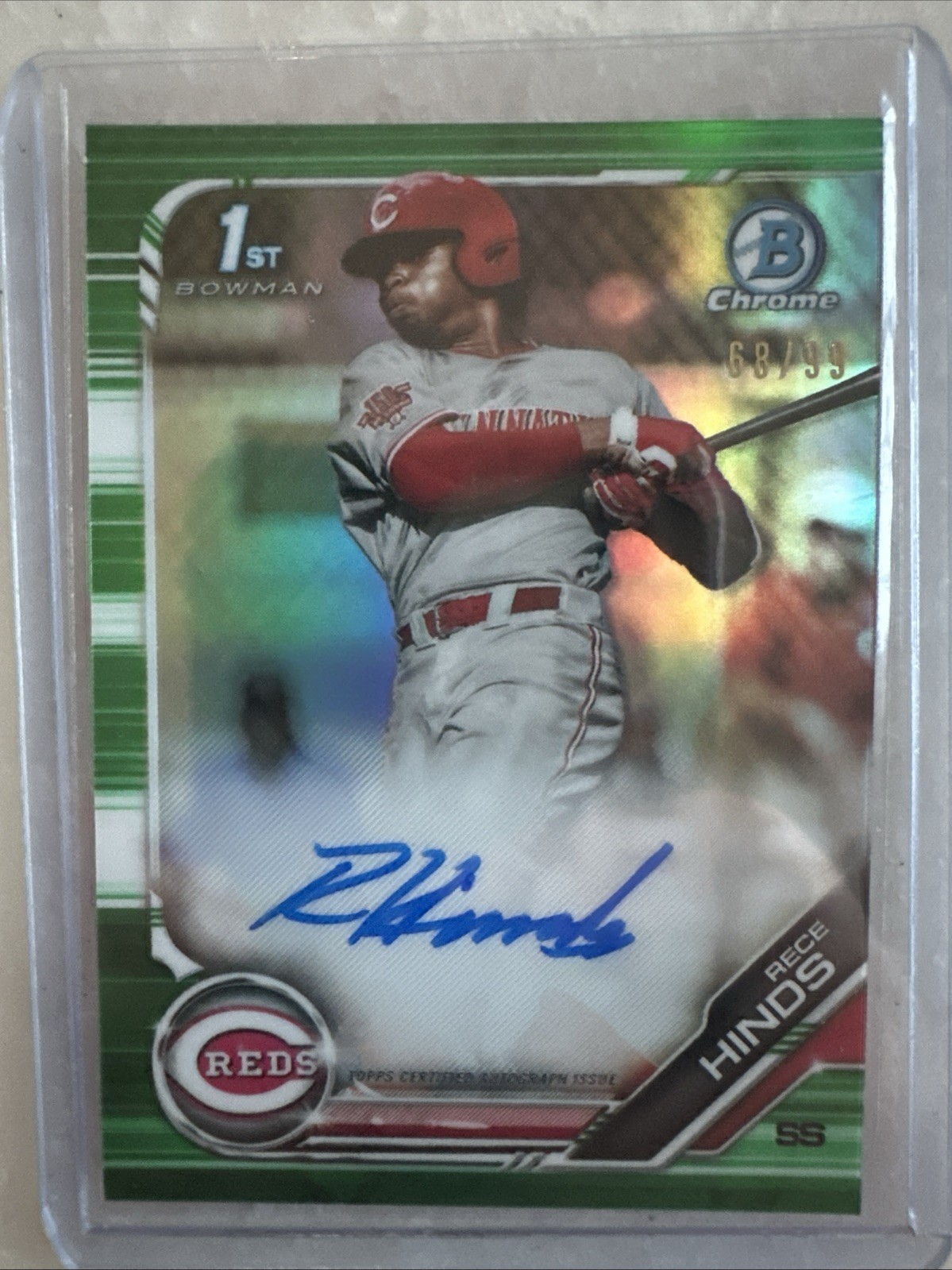 2019 Bowman Draft - Chrome Draft Pick Autographs Rece Hinds #CDA-RH Green /99
