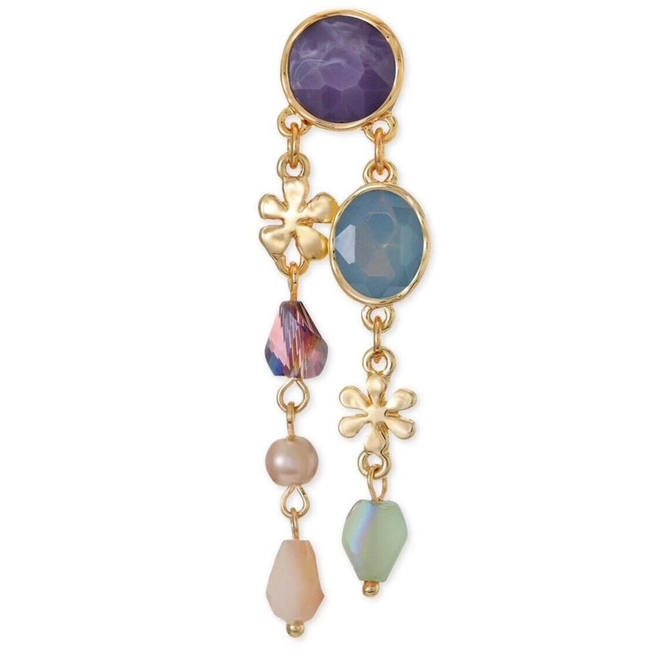 Pendientes colgantes de flores de cristal tono dorado elegantes impresionantes estilo elegante moda NUEVO Foto 2 de 4