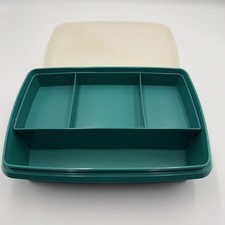 VTG Tupperware Tuppercraft 767 Green Lidded Organizer, 9x6x2.5", Crafts