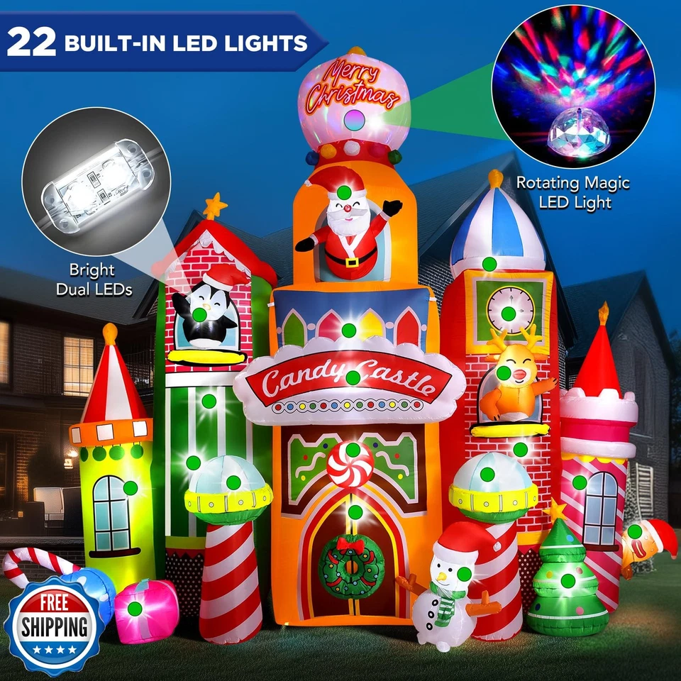13.5 FT Tall Candy Castle Christmas Inflatables Outdoor Decorations, Blow Up  - Image 4 of 4