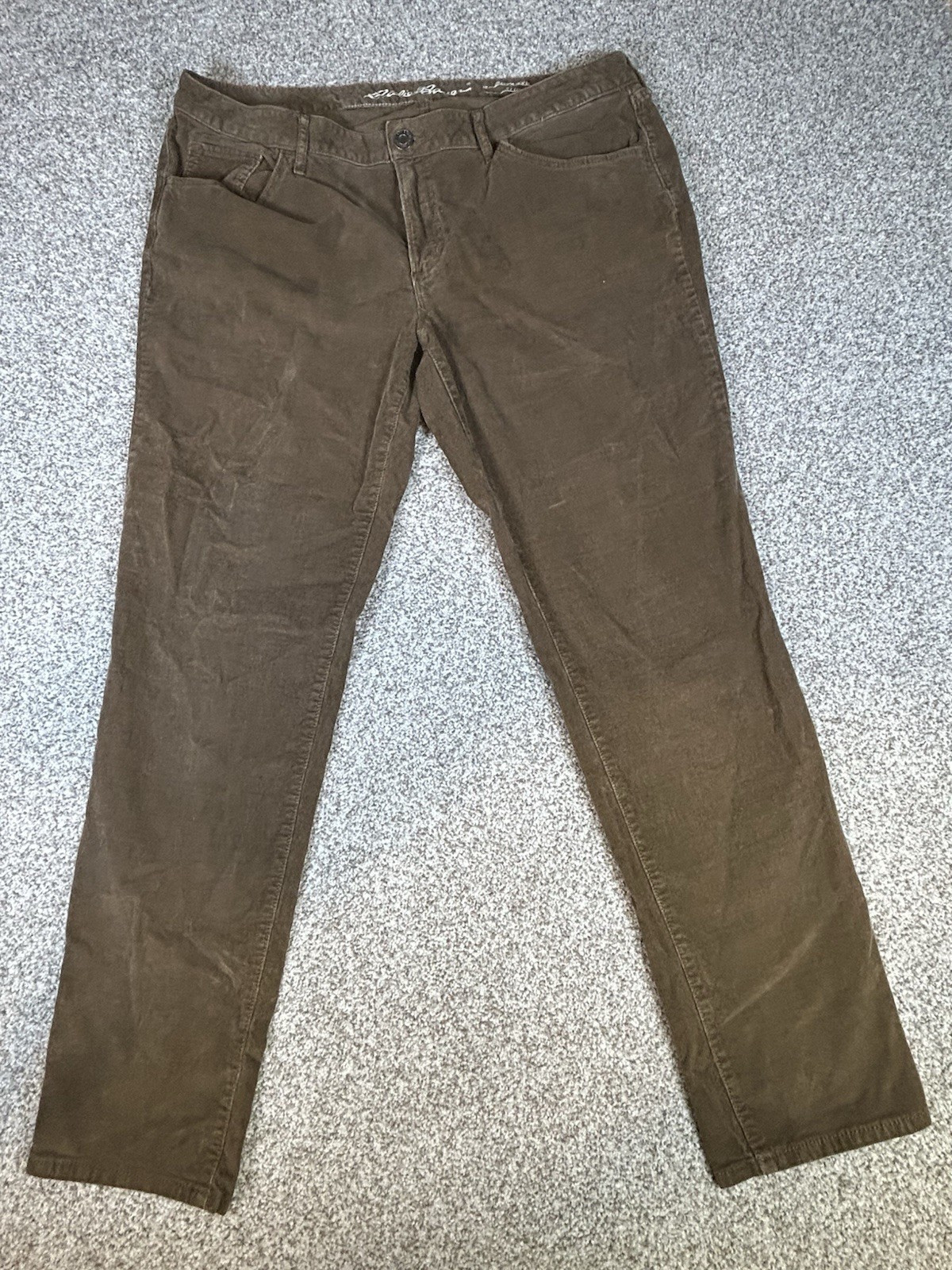 Eddie Bauer Pants Women 16 Brown Corduroy Casual Boyfriend Slim leg Stretch