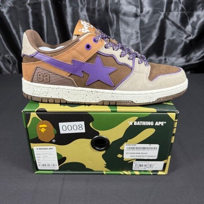 A Bathing Ape BAPE SK8 STA Brown Purple Suede Sneakers 1K30191326 Mens 9