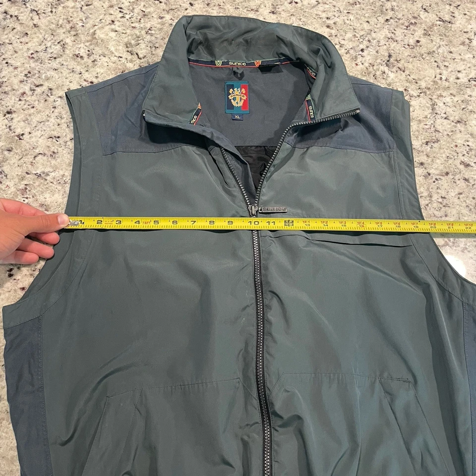 Sunice Golf Vest Mens ExtraLarge Green Check Sleeveless Lined Windbreaker Pocket - Image 3 of 4