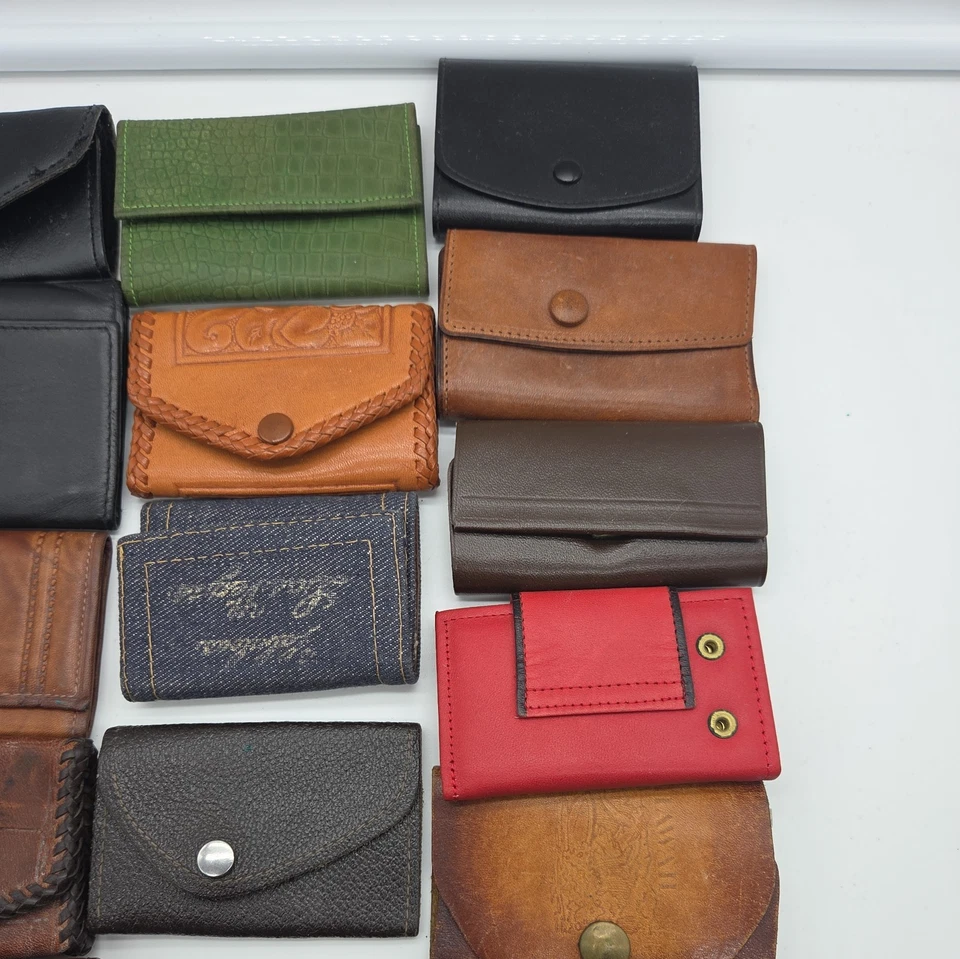 лот из 16, винтажный бумажник держатели ключей, мешочек коричневый синий зеленый черный красный - Изображение 3 из 4