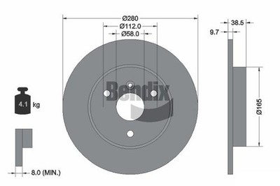 2 PCS BENDIX Braking BDS1198 Brake Disc
