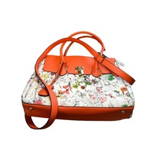 NEW La Terre Fashion Satchel Handbag or Crossbody Orange Floral Vegan Leather