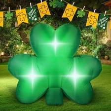7ft St. Patrick's Day Inflatable with LED Light Giant Lucky Shamrocks Blow up
