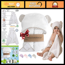 Organic Baby Towel Set - Soft Bamboo Hooded Towel  Washcloth - Bath Essentials