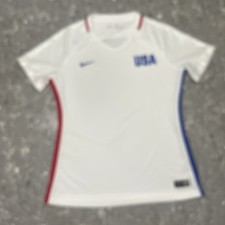 Nike USA 2016 Soccer Jersey Womens Medium White Rio Olympics USWNT Stadium *