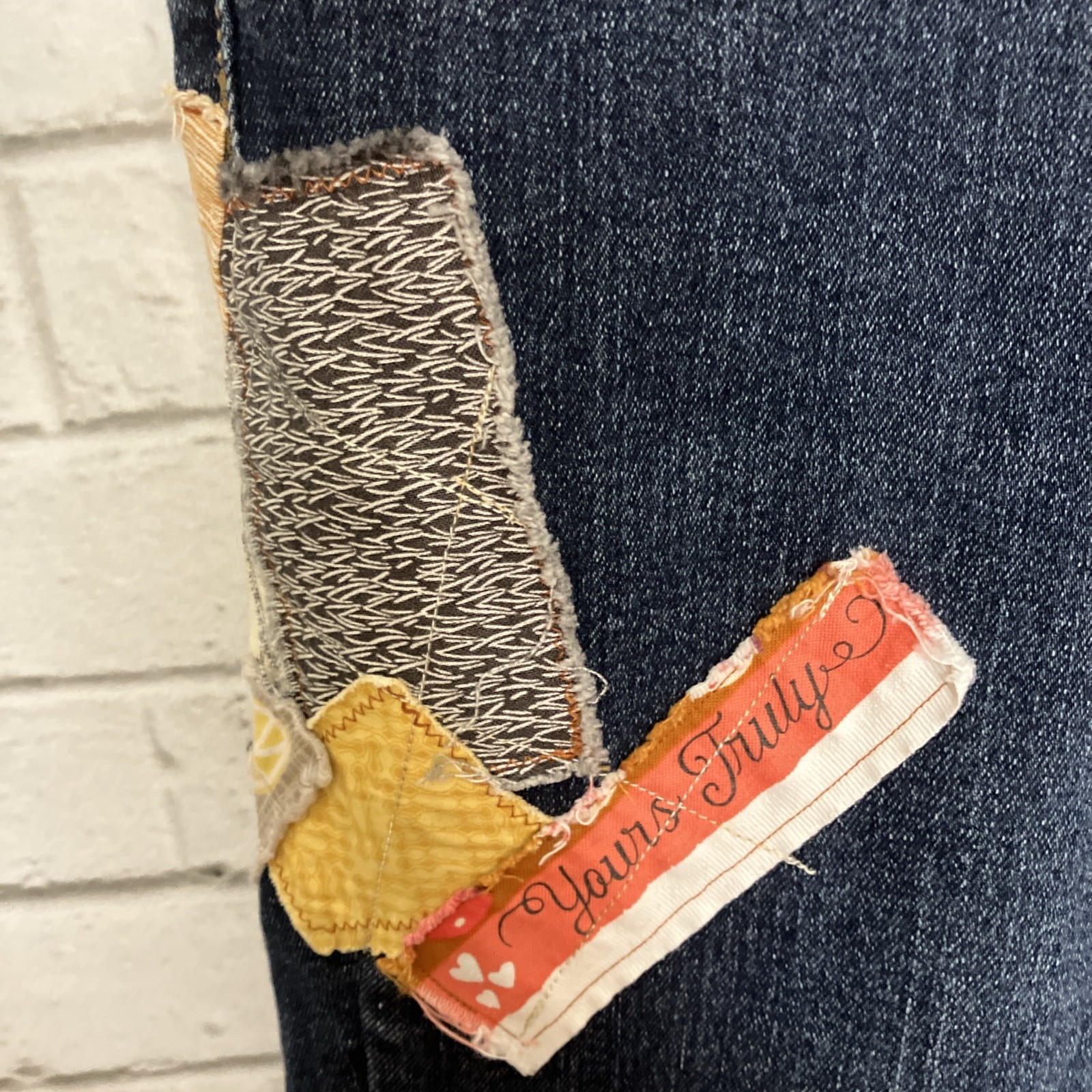 Handmade Patchwork Jeans Upcycled Boho Denim GAP … - image 7