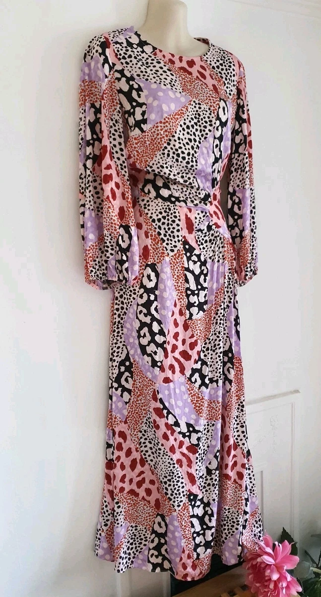 river island pink leopard print dress River Island pink animal print dress, V neck with