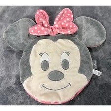 Disney Hallmark Minnie Mouse Plush Pillow Small Gray Pink Polka Dot Bow Cushion