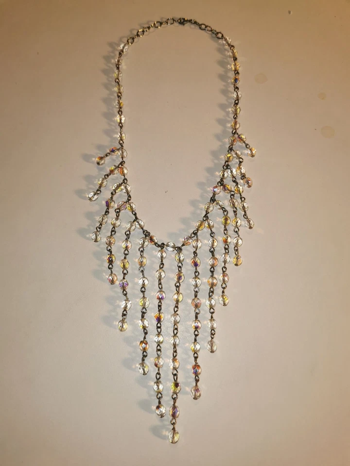 Collana a Cascata - Cristalli Aurora Boreale - Vintage - Immagine 4 di 4